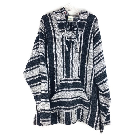 Other - Mexican textile gray black baja hoodie sweater